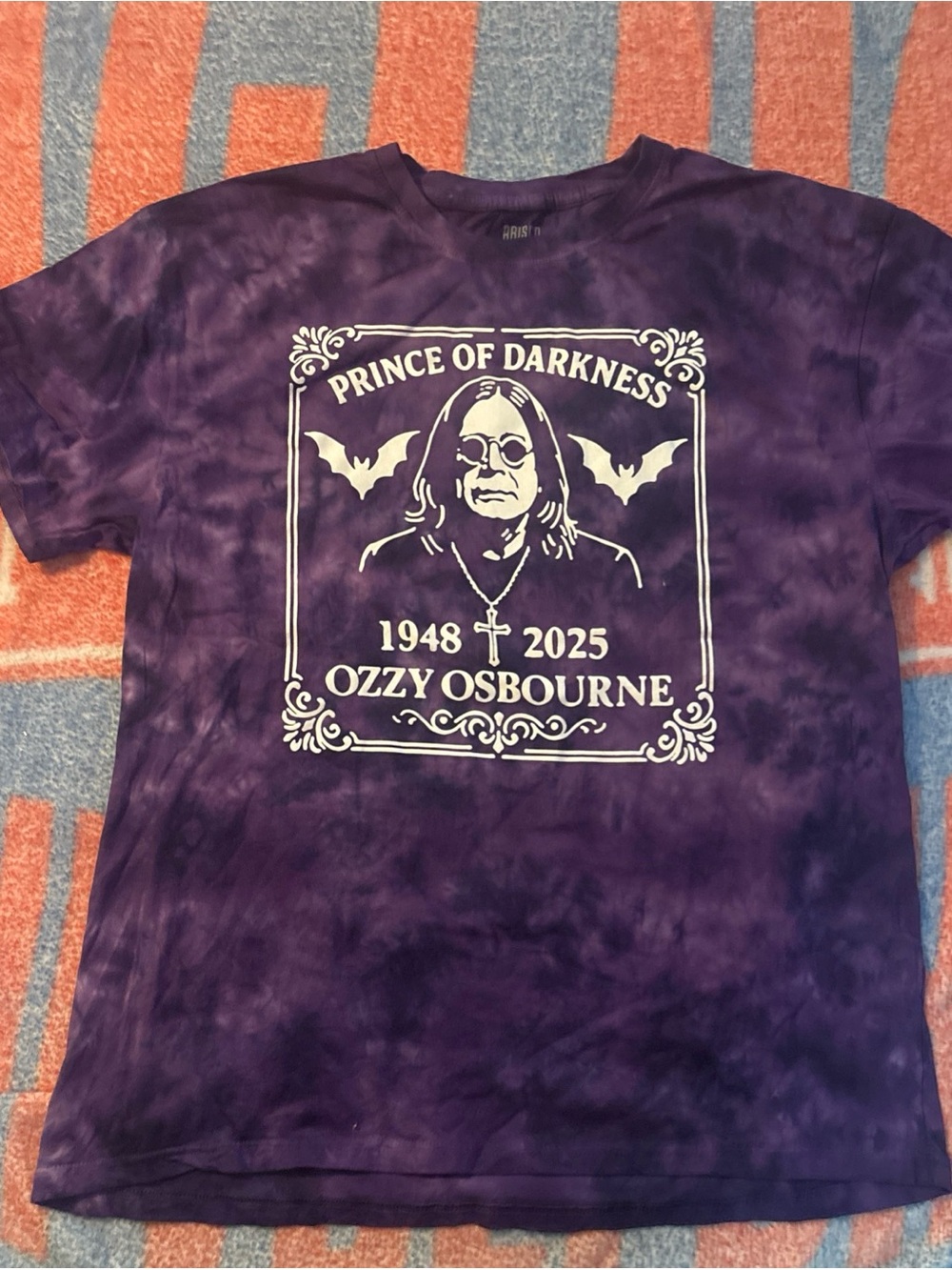 Ozzy Osbourne Prince of Darkness Tshirt Rock Tribute XL Purple Tie Dye NWOT